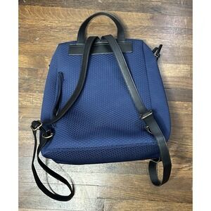 Elliot Lucca Blue Diamond Pattern Leather Straps Back Pack. Back Zipper Is Broke